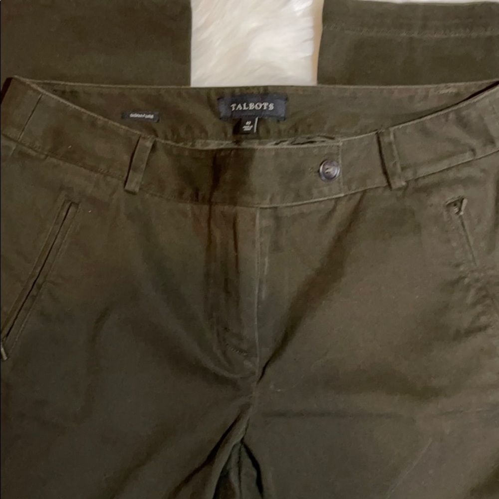 Talbots Cotton Flat Front Pants Slacks Trousers Zippered Pockets Size 10 - Picture 9 of 16
